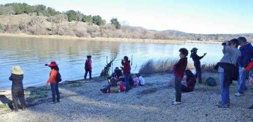 The Anderson Marsh State Historic Park's McVicar Trail ends at the gravel beach, where hikers took a break on Thursday, January 1, 2015. Photo by Gae Henry. 010115fdhbeach