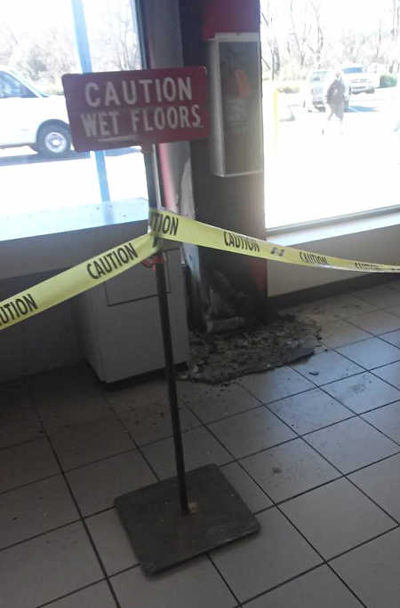 A fire was set at the post office on Olympic Drive in Clearlake, Calif., late on the night of Friday, February 20, or early Saturday, February 21, 2015, doing extensive damage. Photo by Miguel Cervantes. 022315cervantespostoffice1