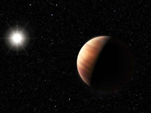 This is an artist's impression showing a newly discovered Jupiter twin gas giant orbiting the solar twin star, HIP 11915. The planet is of a very similar mass to Jupiter and orbits at the same distance from its star as Jupiter does from the Sun. This, together with HIP 11915's Sun-like composition, hints at the possibility of the system of planets orbiting HIP 11915 bearing a resemblance to our own Solar System, with smaller rocky planets orbiting closer to the host star. Credit: ESO/M. Kornmesser. 071515jupitertwin