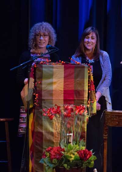 Lakeport Unified Superintendent Erin Smith-Hagberg (left) and Lakeport Teacher of the Year Kristen Hiatt at a ceremony on Saturday, November 15, 2014, in Lakeport, Calif. Photo courtesy of the Lake County Office of Education. 111514hagbergaward