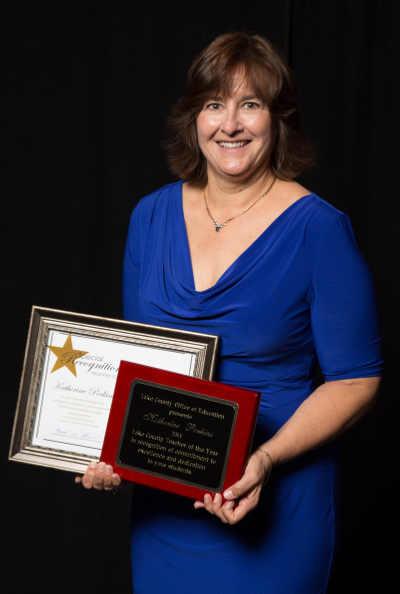Lake County, Calif., Teacher of the Year Katherine Perkins at the Excellence in Education Awards ceremony on Saturday, November 15, 2014, in Lakeport, Calif. Photo courtesy of the Lake County Office of Education. 111514kathyperkinsaward