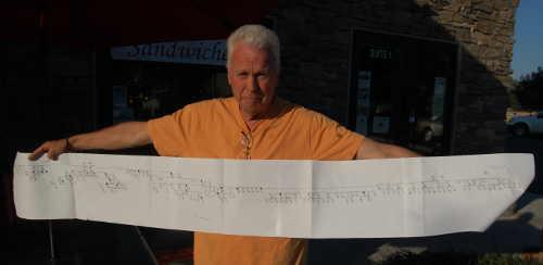 Charlie Breidenfield of Hidden Valley Lake, Calif., displays a family chart that shows the more than 100 members of his family who have had amyotrophic lateral sclerosis, or Lou Gehrig's disease. Photo by John Lindblom/Lake County News. breidenfieldchart