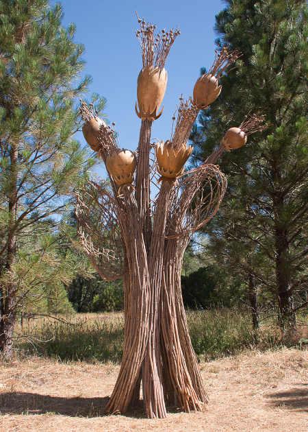 The 2014 installation of EcoArts in Middletown, Calif., will close on Monday, October 13, 2014. Pictured above is Sherry Harris' gourd flower tree. Photo by Davis Palmer. ecoarts2014gourdflower