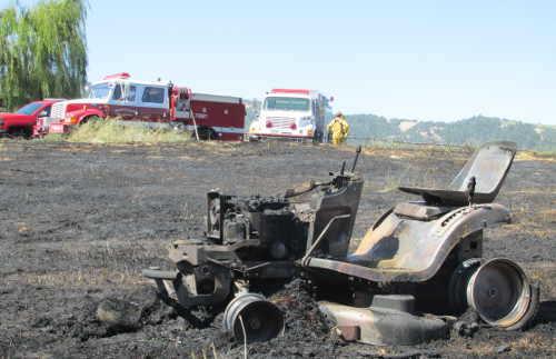 A Sonoma County, Calif., fire was sparked by mowing, according to Cal Fire officials. Courtesy photo. june2015sonomamowfire2