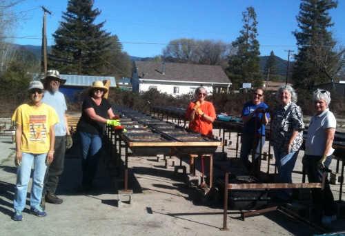 Lake County Hunger Task Force volunteers work in March 2015 on new elevated garden beds at the new Upper Lake Community Garden in Upper Lake, Calif. Photo courtesy of Lorrie Gray. march2015ulgardeninstall
