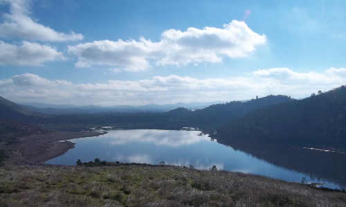 Archaeologists have determined that Borax Lake near Clearlake, Calif., is an ancient North American occupation site. Photo by Kathleen Scavone. scavoneboraxlake1