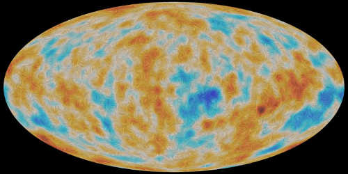 This is a visualization of the polarization of the Cosmic Microwave Background, or CMB, as detected by ESA's Planck satellite over the entire sky. Credit: ESA and the Planck Collaboration. starsareyounger