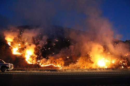 The Double Fire burning along Highway 20 near Clearlake Oaks, Calif., on Friday, August 16, 2013. Photo by Adrian Ortega. 081613doublefireortega2
