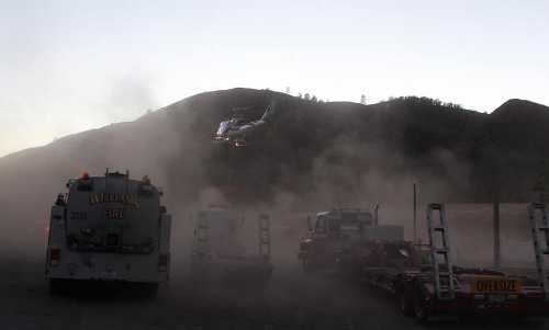 Fire equipment at the scene of the Double Fire near Clearlake Oaks, Calif., on Friday, August 16, 2013. Photo by Adrian Ortega. 081613doublefireortega4