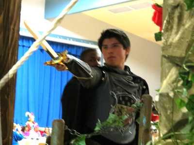 Marco Reyes as a knight in shining armor preparing for a duel. He took part in Lower Lake High School's annual medieval dinner in 2012 in Lower Lake, Calif. Courtesy photo. 2012medievaldinnerknight