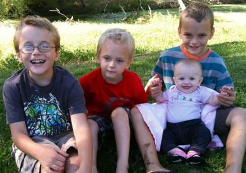The Leary family – pictured here are children Kyle, Tyler, Ryder and Allyson – were displaced by a fier that destroyed their Kelseyville, Calif., home on Thursday, July 18, 2013. Photo courtesy of Django Dexter. learyfamilykids