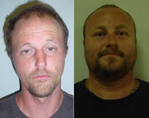 From left, Jeremy Thomas Arnold, 29, of Duvall, Wash., and Stephen John Zobrist, 33, of Forestville, Calif., were arrested on Friday, June 7, 2013, on animal cruelty charges for leaving two dogs in a hot vehicle. Lake County Jail photos. 060713arnoldzobristmugs
