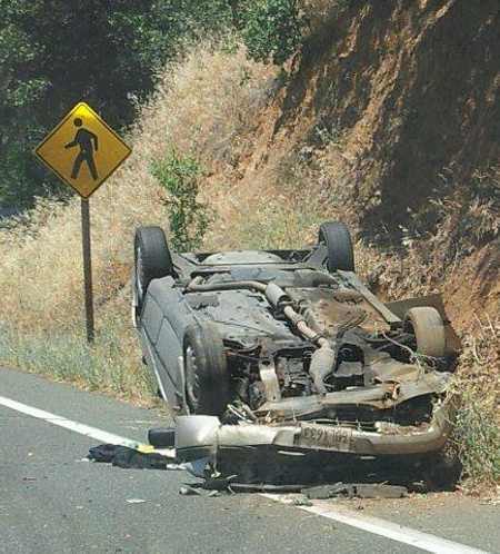 A single-vehicle rollover near Clearlake Oaks, Calif., on Saturday, June 8, 2013, resulted in two children being transported to UC Davis Medical Center in Davis, Calif. Photo by Brenda Roofener. 060813roofenerotvehicle