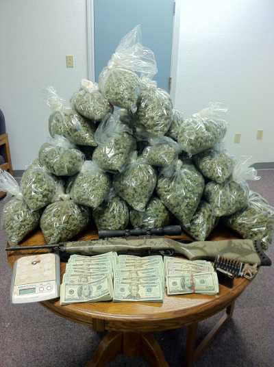 Lake County Narcotics Task Force detectives seized 39 pounds of processed marijuana, a loaded gun and $37,330 cash in an operation in Kelseyville, Calif., on Thursday, June 13, 2013. Photo courtesy of the Lake County Sheriff's Office. 061313processedpot