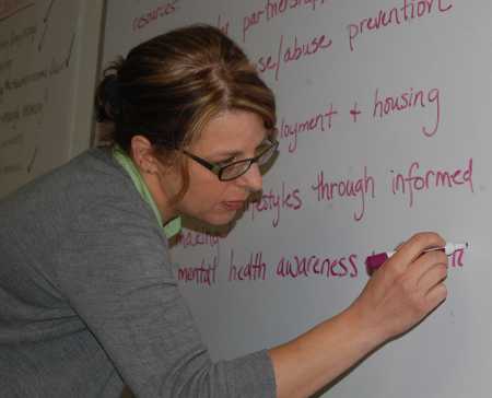 Jamey Gill of Mendo Lake Credit Union participates in a Youth Coalition meeting in Lower Lake, Calif., on Friday, May 24, 2013. Photo by John Lindblom. jameygillcoalition