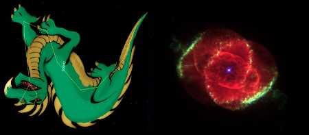 Draco and the Cat’s Eye Nebula. Image courtesy of www.nightshadesoftware.org and NASA. lcskiesdracoedit
