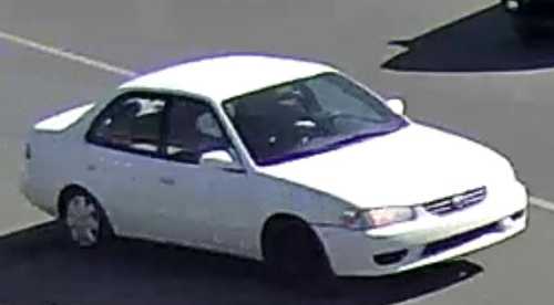 This white car is believed to be connected to a male suspect who robbed the Westamerica Bank in Middletown, Calif., on Wednesday, February 27, 2013. That same individual is a suspect in the robbery of the Middletown Tri Counties Bank on Thursday, March 7, 2013. Photo courtesy of the Lake County Sheriff's Office. 022713robsuspectcar