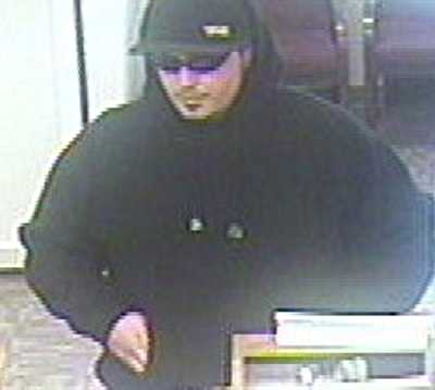 A male suspect, pictured in this video surveillance still, robbed the Westamerica Bank in Middletown, Calif., on Wednesday, February 27, 2013. It’s believed that he also was responsible for robbing the Middletown Tri Counties Bank on Thursday, March 7, 2013. Photo courtesy of the Lake County Sheriff's Office. 022713westamericasuspect
