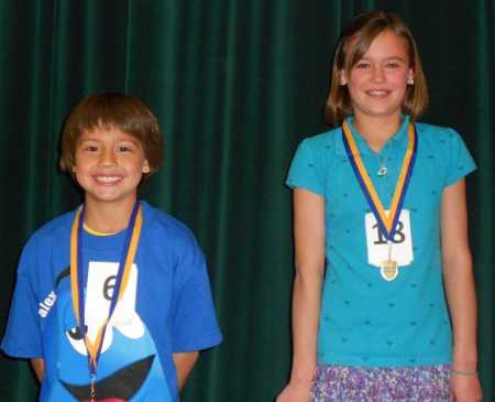 Fourth graders Alex Thompson and Lily Gardner took top honors in the Lake County Elementary Spelling Bee, which took place on Thursday, March 14, 2013, in Lakeport, Calif. Courtesy photo. 031413elementarybee