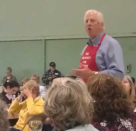 Congressman Mike Thompson talks to community members at this 22nd annual ravioli feed in Lakeport, Calif., on Saturday, March 23, 2013. Photo by Elizabeth Larson. 032313thompsonspeaks