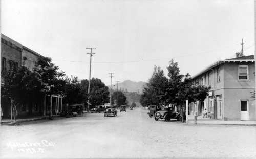 Middletown about 1930. Looking south along Middletown’s main street, about 1930. The library is behind the trees on the right side of the street. Courtesy of Lake County Museum. 1930middletowncalif