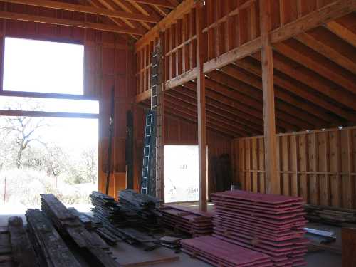 The inside of the new barn being erected at the Ely Stage Stop and Country Museum in Kelseyville, Calif. Photo by Greg Dills. march2013elystagestop3
