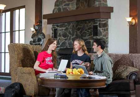 Marymount California University students at the Lake County campus, housed at the historic 1920s-era Lucerne Hotel in Lucerne, Calif. Photo courtesy of Marymount California University. marymountlucernstudents