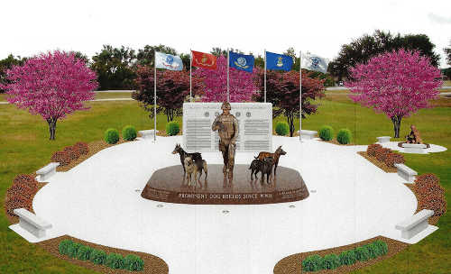 A graphic of what the completed national war dogs memorial will look like. Courtesy of Paula Slater. monumentgraphic