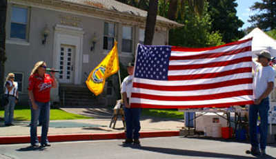 Jackie Hansen sang the “Star Spangled Banner” at the start of Corvettes of Lake County's annual car show in Lakeport, Calif., on Sunday, May 26, 2013. Photo by John Yde. 052613corvetteshansen