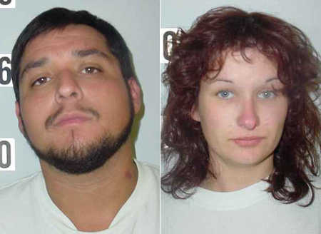 From left, Anthony Joseph Moron, 24, and Cynthia Leann Fox, 23, both of Corning, Calif., were arrested on drug charges on Wednesday, March 19, 2014, in Lakeport, Calif. Lake County Jail photos. 031914moronfoxmugs