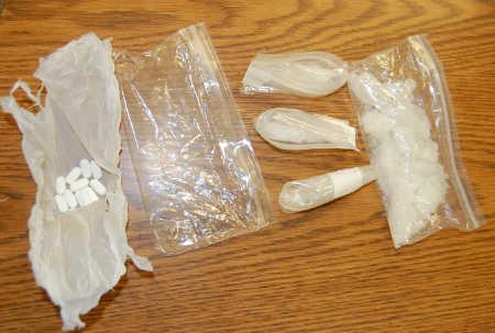 Methamphetamine and 12 Hydrocodone pills found in the possession of Bradley Steven Holt, 31, of Lakeport, Calif., following a traffic stop on Friday, April 4, 2014. Lake County Sheriff's Office photo. 040414holtdrugs