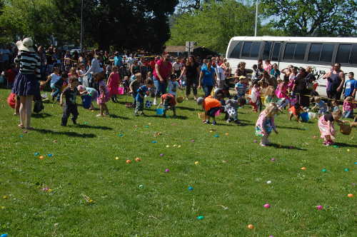 Children participating in the Easter egg hunt at the First Assembly of God Community Easter Egg Hunt on Saturday, April 19, 2014, in Clearlake, Calif. Photo by John Lindblom. 041914easteregggroup