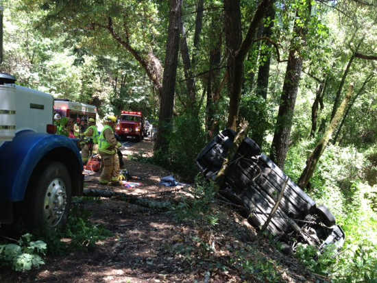 A single-vehicle wreck on Highway 29 in Napa County, Calif., on Tuesday, June 17, 2014, injured a teenager from Hidden Valley Lake, Calif. Photo courtesy of the California Highway Patrol's Napa office. 061714hvlteencrash