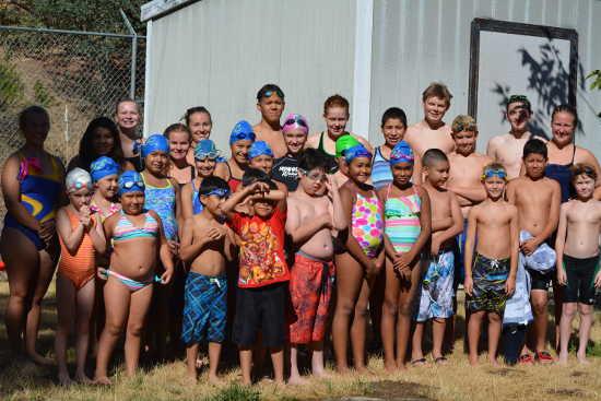 Thirty-one Lake County Channel Cats participated in a “training” meet held at the Westshore Pool in Lakeport, Calif., on Saturday, July 12, 2014. Photo by Beth Rudnick. 071214channelcatsgroup