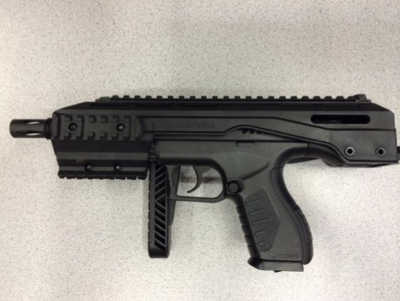 A BB gun found in the possession of Michael Christopher Drebaum, 33, of Clearlake, Calif., on Tuesday, July 15, 2014, is believed to have been used in a robbery at the Ukiah, Calif., Walmart store on Friday, July 11, 2014. Photo courtesy of the Ukiah Police Department. 071514drebaumgun