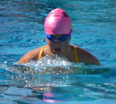 Danielle Erickson swimming to a personal best in the 100 yard Breaststroke at a swim meet in Ukiah, Calif., the weekend of Saturday, August 2, 2014. Courtesy photo. 080214channelcatserickson