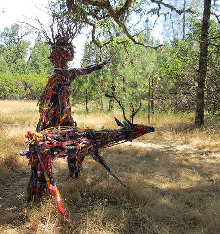 “Rainbow Warrior” and “Wind Chimes” by Lake County International Charter School, featured in the annual EcoArts: Lake County Sculpture Walk. Courtesy photo. ecoartsrainbowwarrior