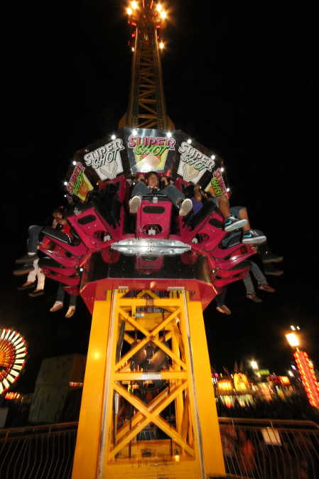 The Super Shot Drop Tower will be featured for the first time at the second annual Lake County Spring Fair, which takes place in Lakeport, Calif., from Friday, June 20, through Sunday, June 22, 2014. Photo by Andrea Owen/Butler Amusements. fairridesupershot