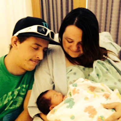 Savanah Vargo, husband Nick and new baby daughter, Peyton Vargo, at UCSF Medical Center in San Francisco, Calif. Courtesy photo. vargosandbaby