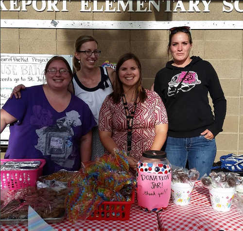 Volunteers helped with a bake sale at Lakeport Elementary School in Lakeport, Calif., on Thursday, May 19, 2016. Courtesy photo. 051916stjudgebakesale