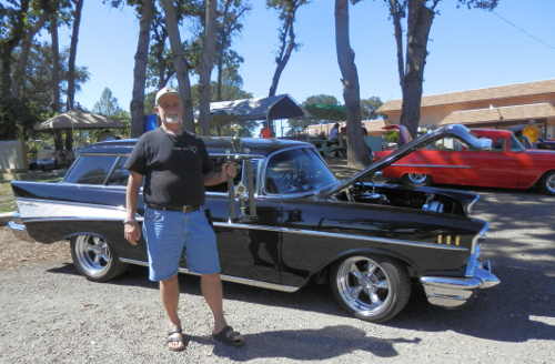 Joe Colabella of Clearlake, Calif., drove away with the “best of show” trophy in the fourth annual Show and Shine Car Show and Barbecue hosted by the American Legion Post No. 437 on Saturday, August 29, 2015, in Clearlake, Calif. It was a 1957 Nomad that clenched his prize. Photo by Denise Rockenstein/Lake County News. 082915carshowcolabella