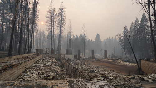 The historic main lodge of Hoberg's Resort in Cobb, Calif., was destroyed by the Valley fire on Saturday, September 12, 2015. Photographed Sunday, September 13, 2015. Photo by Elizabeth Larson/Lake County News. 091315valleyfirehobergs