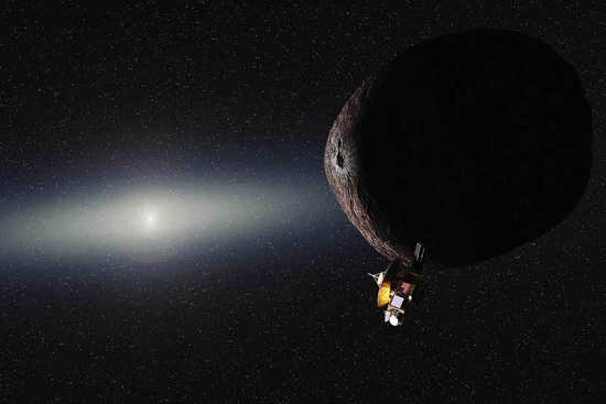 An artist's impression of NASA's New Horizons spacecraft encountering a Pluto-like object in the distant Kuiper Belt. Credits: NASA/JHUAPL/SwRI/Alex Parker. kuiperbeltflyby1