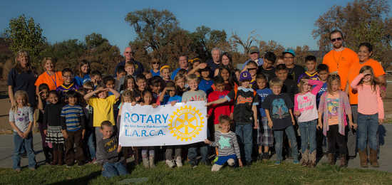 Students and teachers at Minnie Cannon Elementary School in Middletown, Calif., express their thanks to the Lake Area Rotary Club Association for its support of the after school program. Courtesy photo. larcaminniecannonschool