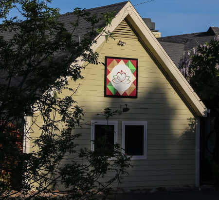 The “Healing Star” quilt block has been installed as part of the Lake County Quilt Trail in Kelseyville, Calif. Photo courtesy of the Lake County Quilt Trail. lcqthealingstar