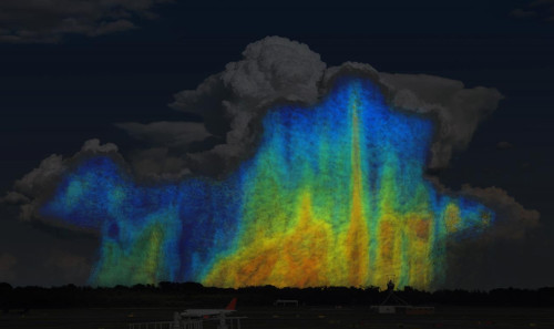 This is a conceptual image showing how the size and distribution of raindrops varies within a storm. Blues and greens represent small raindrops that are 0.5-3mm in size. Yellows, oranges, and reds represent larger raindrops that are 4-6mm in size. A storm with a higher ratio of yellows, oranges, and reds will contain more water than a storm with a higher ratio of blues and greens. Credits: NASA/Goddard Space Flight Center. nasaraindrops