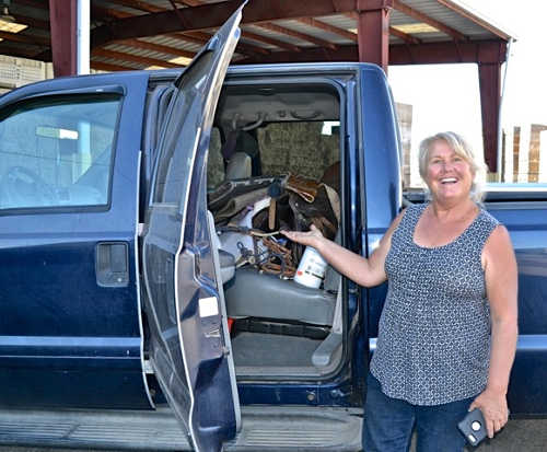 Helen Owen lost house and hay barn as well as part of another barn and her arena fencing in Middletown, Calif., as a result of the Valley fire. Owen has 21 horses and teaches children to ride in the Middletown area and the show must go on. She received tack, hay and feed from Sonoma Action for Equine Rescue, or SAFER. Photo courtesy of SAFER. saferhelenowenedit
