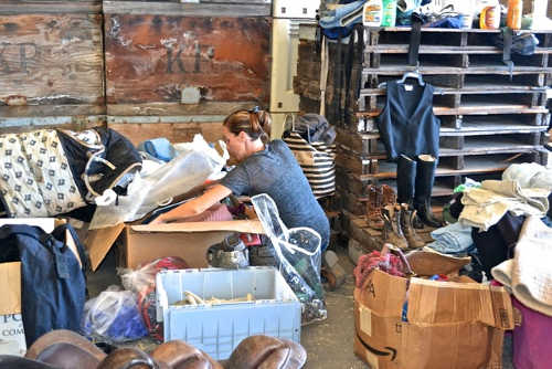 Jessica Stewart, her husband Tom and children lost everything – clothes, furniture, horse trailer – and the horses that belonged to their young daughters, Nikcole and Britany, in the Valley fire in Lake County, Calif. It was a very tough loss for the Stewart family, who are getting some more horses for their daughters to ease the shock. Here they find some saddles, pads, bridles, riding shirts and teen items, riding boots and gear for their new horses. Sonoma Action for Equine Rescue, or SAFER, continues to need lighter weight western saddles and bridles, and roping saddles for children and teens. Photo courtesy of SAFER. saferstewartsedited