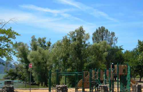Austin Park in Clearlake, Calif., offers amenities including a playground. Photo by Kathleen Scavone. scavoneaustinparkplayedited