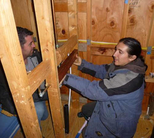 Sustainable Technology Program students gain hands-on experience at the Mendocino College Campus in Ukiah, Calif. Photo courtesy of Mendocino College. sustainabletechclass